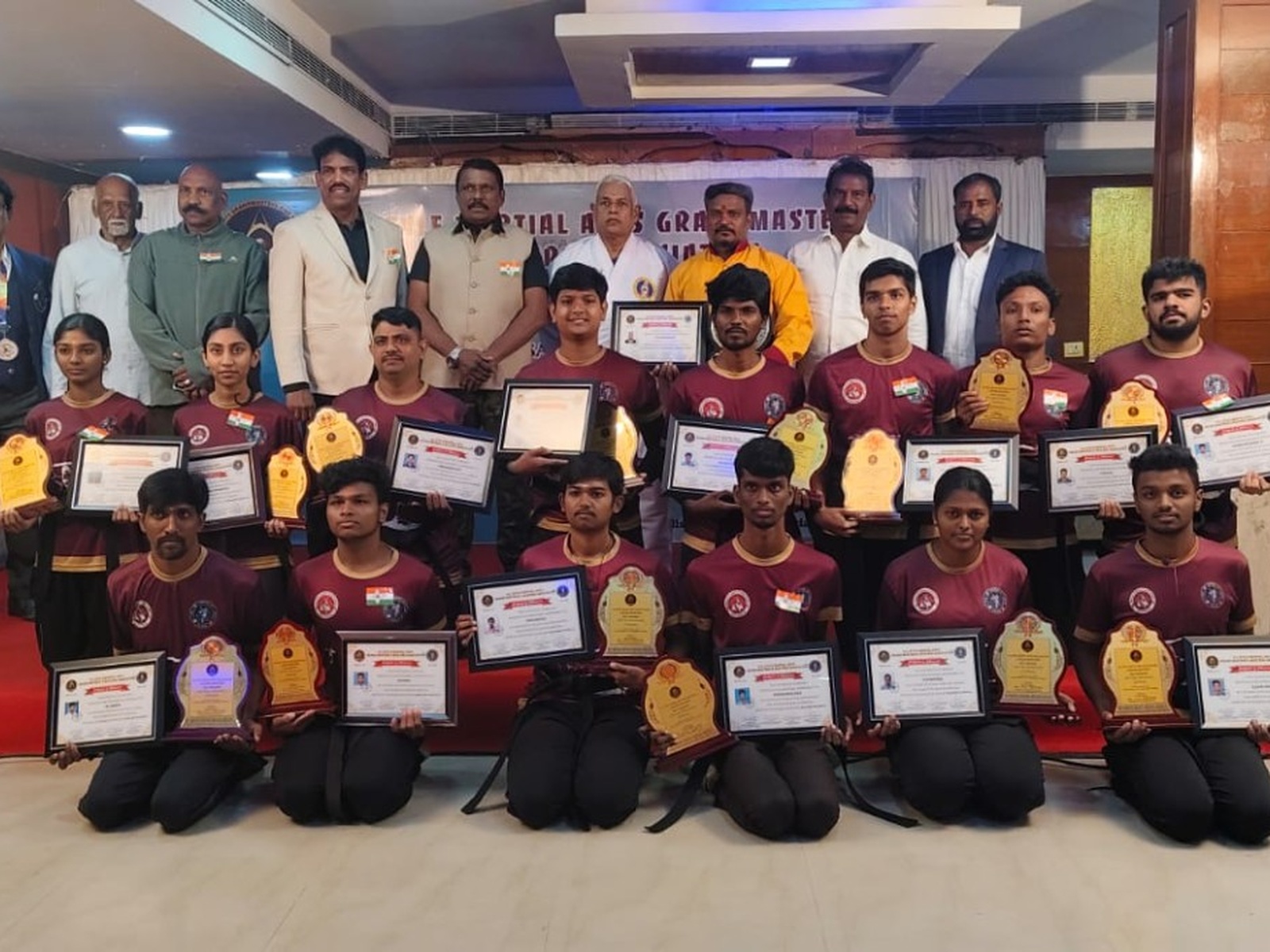 H3A students with trophies and achievement certificates at ASMAGMA event